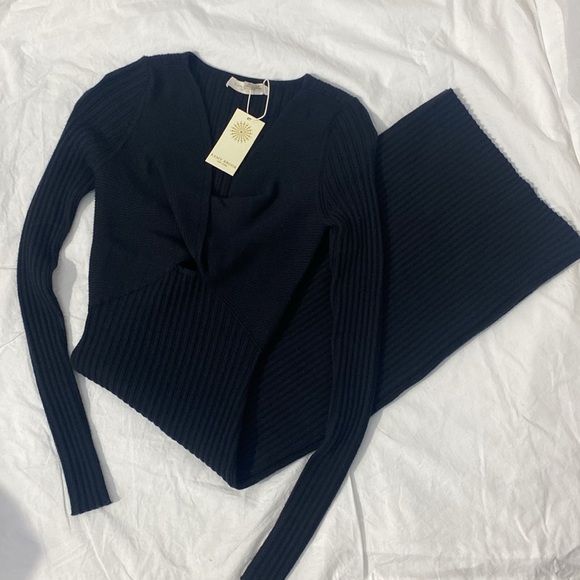 🔥🎄NWT RAMEY BROOK BODYCON BLACK RIBBED MIDI DRESS - Picture 4 of 9